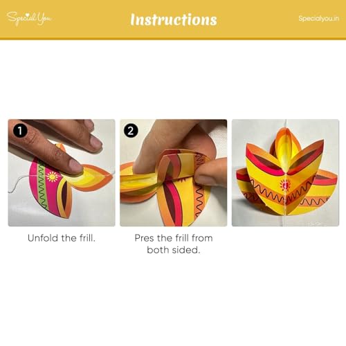 SpecialYou.in Special You Diwali Decoration for Home Hanging Diya for Home Decoration (12 Pcs), Paper Frill Hanging for Diwali Decor Items, Decorative Diya for Home Decor - Image 5