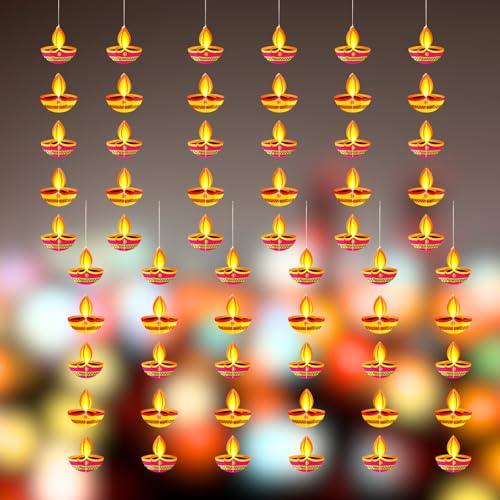 SpecialYou.in Special You Diwali Decoration for Home Hanging Diya for Home Decoration (12 Pcs), Paper Frill Hanging for Diwali Decor Items, Decorative Diya for Home Decor - Image 1