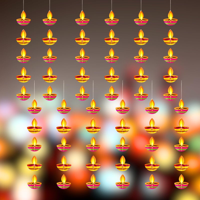 SpecialYou.in Special You Diwali Decoration for Home Hanging Diya for Home Decoration (12 Pcs), Paper Frill Hanging for Diwali Decor Items, Decorative Diya for Home Decor - Image 2