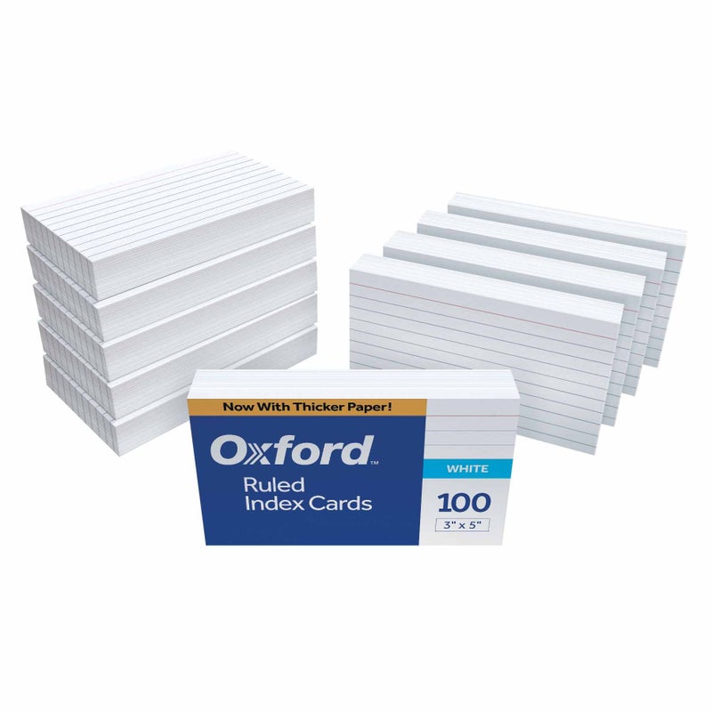 Oxford 31EE Ruled Index Cards, 3" x 5", White, 1,000 Cards (10 Packs of 100) (31) - Image 1
