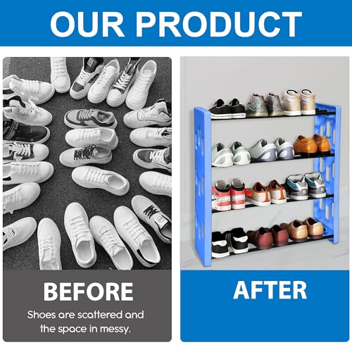TRENDY Premium 4-Shelf Plastic and Steel Rack/Stand for Shoes, Sandals, Books, Clothes, and More – Blue, Perfect for Home and Office Use. - Image 3