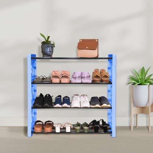TRENDY Premium 4-Shelf Plastic and Steel Rack/Stand for Shoes, Sandals, Books, Clothes, and More – Blue, Perfect for Home and Office Use. - Image 5