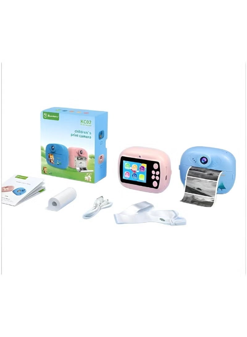 Smartbarry kC02 Kids Print Camera | Dual Lens Digital Camera with Instant Ink-Free Printing | 2.4" HD Screen | Fun Pink & Blue Design | Portable Rechargeable Camera for Children | Easy-to-Use, Durable, and Perfect Gift for Boys & Girls | Capture, Print & Play Anywhere - Image 1