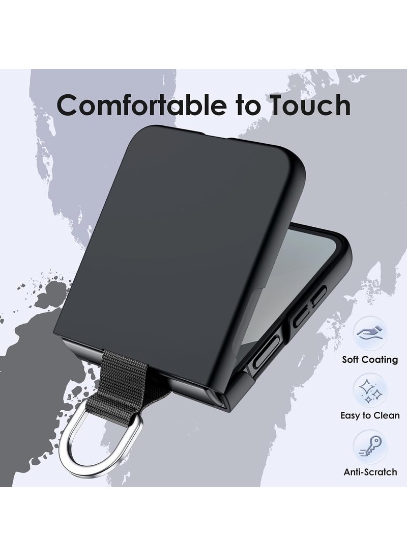 VKL Case for Samsung Galaxy Z Flip 6 2024 with Ring, Hard PC Slim Shockproof Anti-Scratch Protective Phone Cover (Black) - Image 3