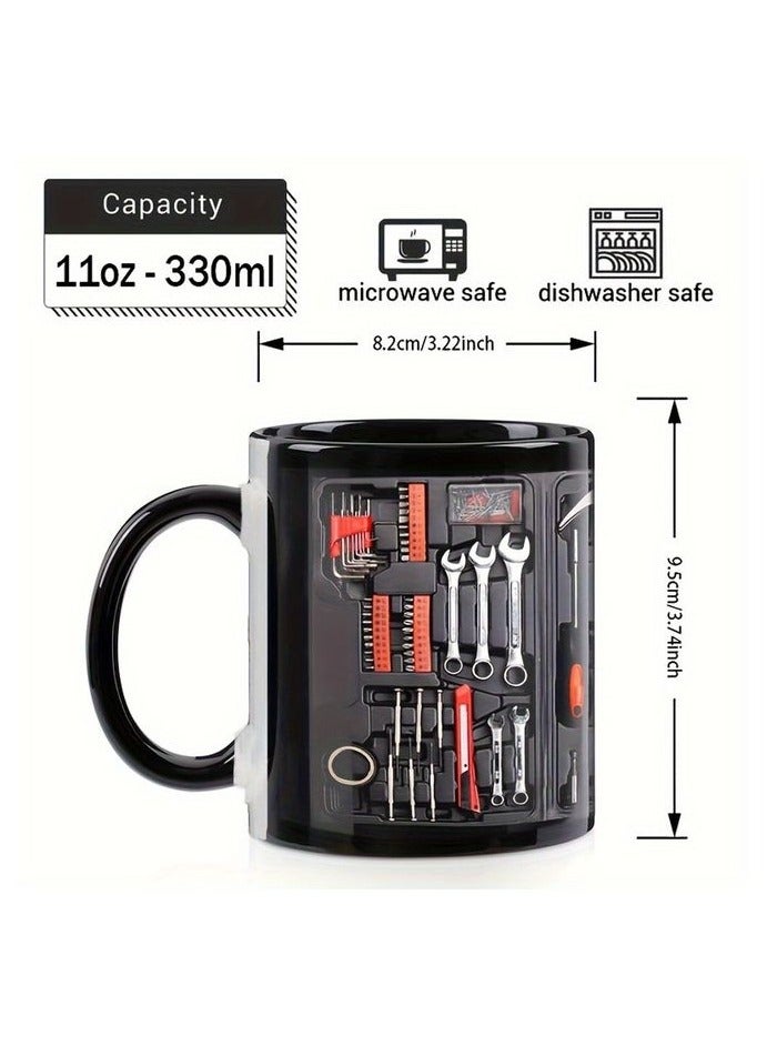 هومستر 1 بي سي، الأكواب صندوق الأدوات الميكانيكية، كوب ميكانيكي، هدية ميكانيكية، هدية ميكانيكية، كوب قهوة 11 أوز بلاك وايت، كوب ماء، عيد ميلاد مثالي، حفلة، عطلة، فكرة هدية عيد الميلاد - Image 2