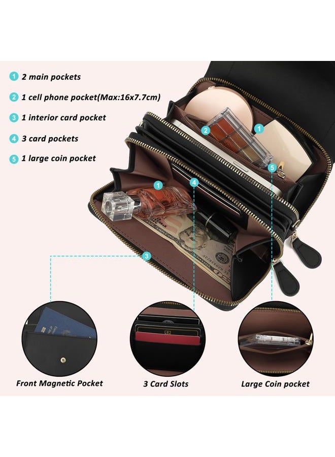 TANTOMI Small Crossbody Bags for Women, Leather Women's Shoulder Handbags Wallets Purse with Adjustable Strap, Black - Image 4