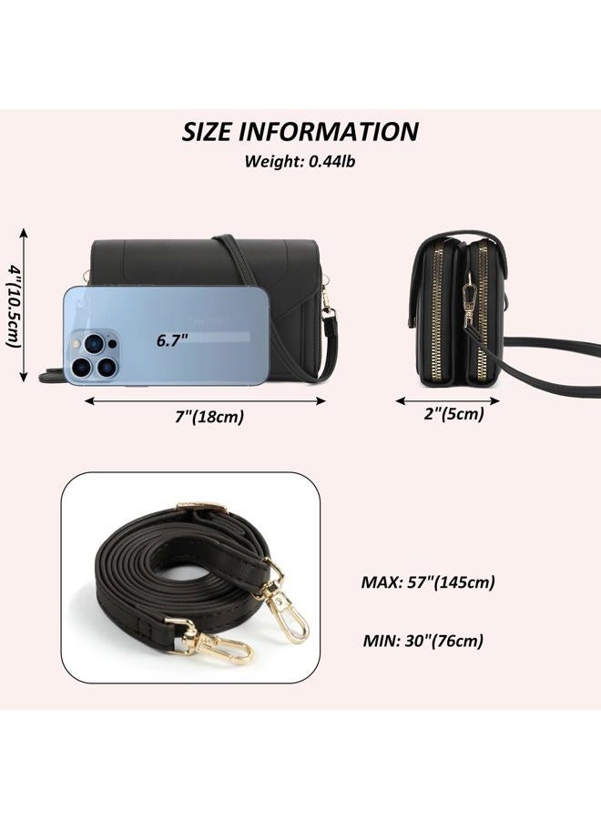 TANTOMI Small Crossbody Bags for Women, Leather Women's Shoulder Handbags Wallets Purse with Adjustable Strap, Black - Image 3
