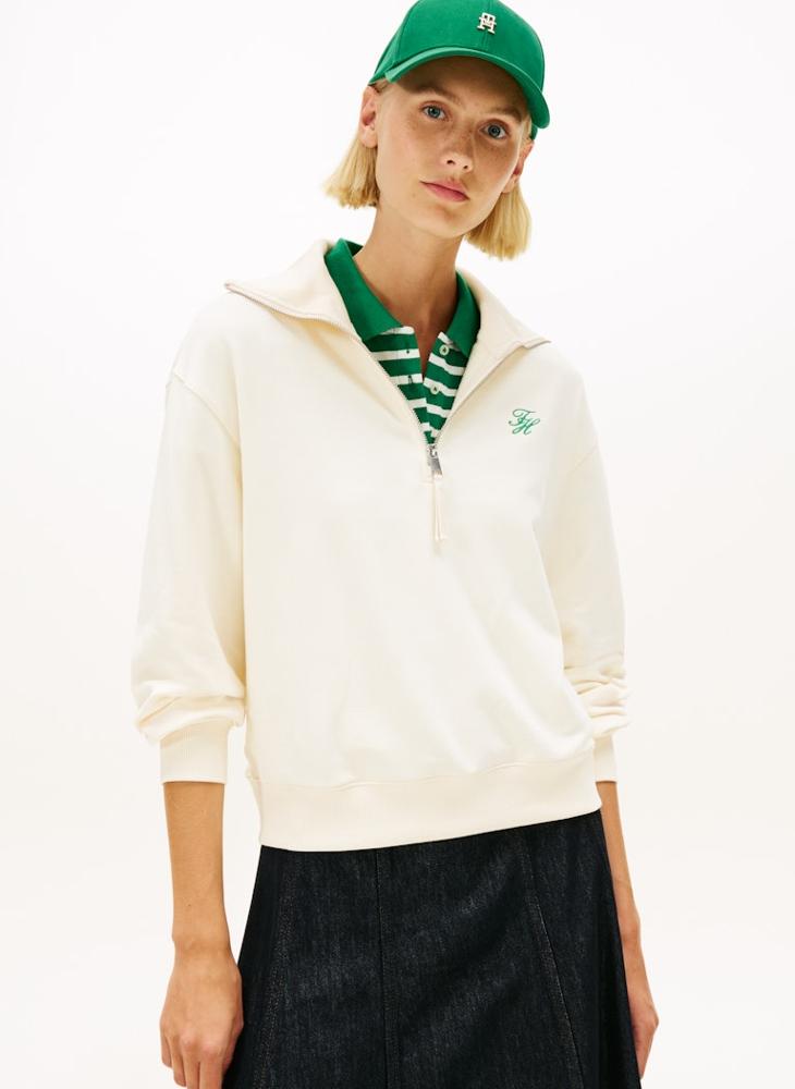 TOMMY HILFIGER Logo Half Zip Up Sweatshirt - Image 1