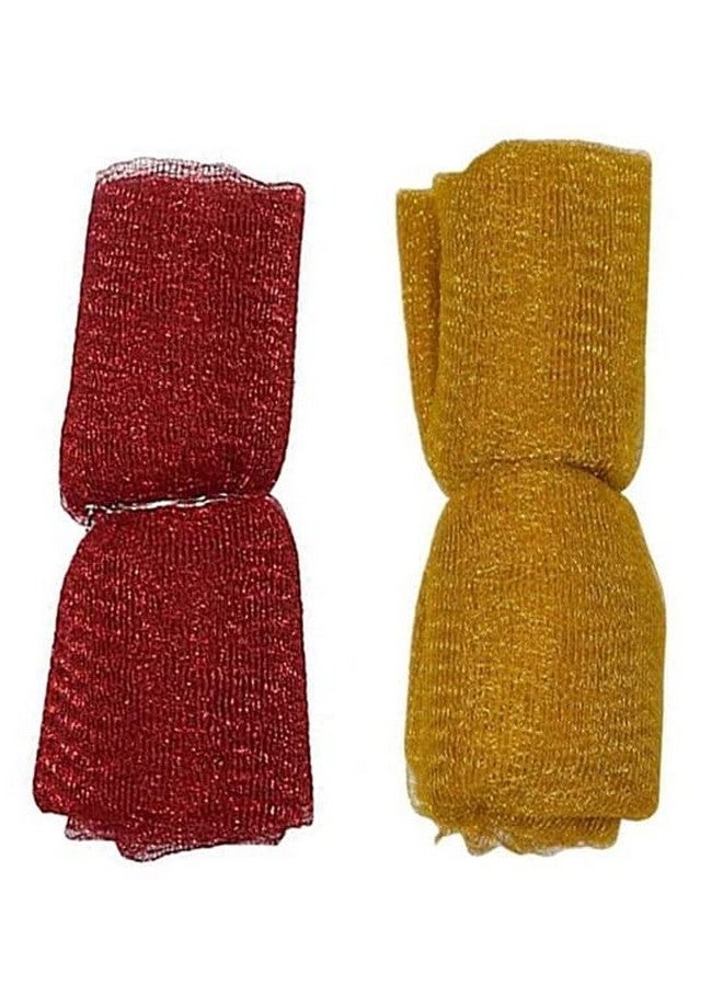 3A Featuretail 2 Colors Mesh Net for Bouquet Decor, Gift Wrapping & Trousseau Gift Packing (Golden & Red 5Mtr Each) - Image 1