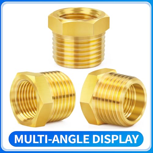 ChillWaves Brass Pipe Fitting, Reducer Hex Bushing 3/4" NPT Male x 1/4" NPT Female Thread Adapter(6-PACK) - Image 3