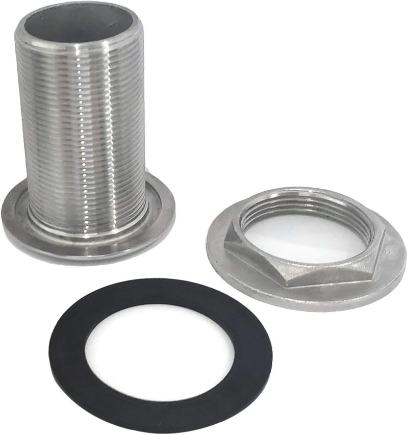 keehui 316 Stainless Steel Durable Combo Stainless Steel Thru-Hull Fitting w/Nut with Custom Gasket Boat Plumbing Fittings for Boats, Yachts, Marine - Image 3