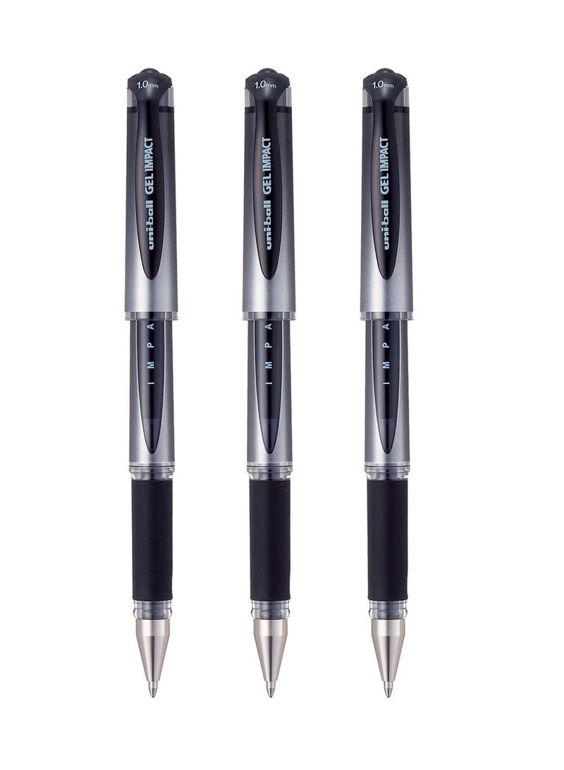 Uniball 3-Piece Gel Impact Broad Gel Pen 1.0mm Tip Black Ink - Image 1