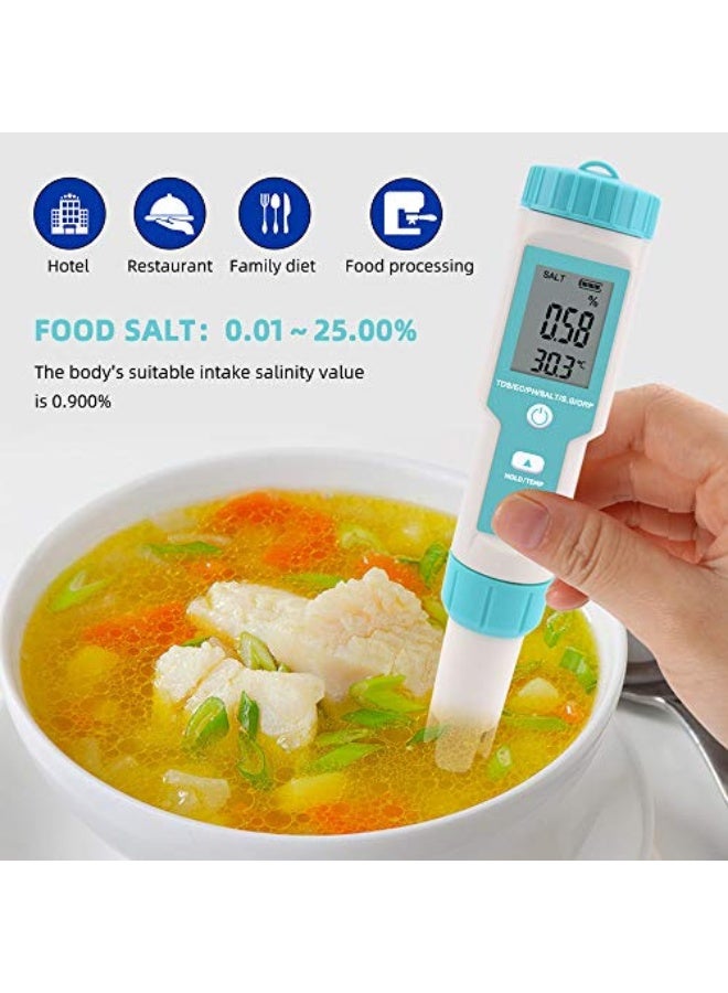 Generic Ametoys 7 in 1 PH/TDS/EC/ORP/S.G/Salinity/Temperature Multi-Parameter Pocket Water Quality Tester with Electrode Replaceable C-600 PH Meter for Pools Drinking Water Aquariums  - Image 5