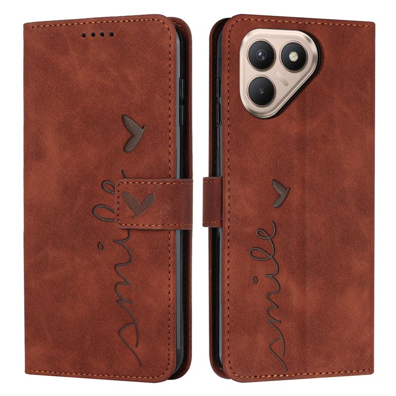 إيروريكس جراب هاتف من الجلد المنقوش الملمس لهاتف Tecno Pova 7 4G مع حبل طويل (بني) - Image 1