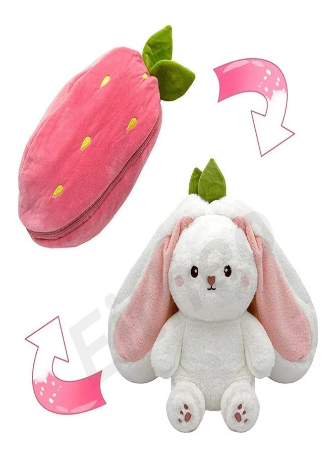 EITHEO Reversible Bunny Stuffed Toy - Soft Strawberry Bunny Plush – Cute Plushies Gift for Girls & Kids – Versatile Soft Rabbit Toy, Pillow (35 cm) - Image 5