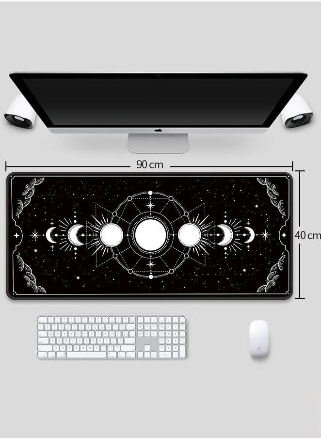 Large Gaming Mouse Pad with Stitched Edges, Minimalist Topographic Map Desk Mat, Extended XL Mousepad with Anti-Slip Base, Cool Desk Pad for Keyboard and Mouse