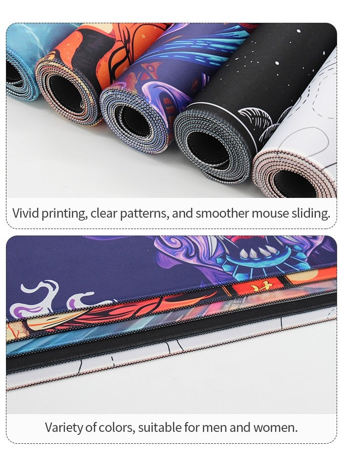 Large Gaming Mouse Pad with Stitched Edges, Minimalist Topographic Map Desk Mat, Extended XL Mousepad with Anti-Slip Base, Cool Desk Pad for Keyboard and Mouse