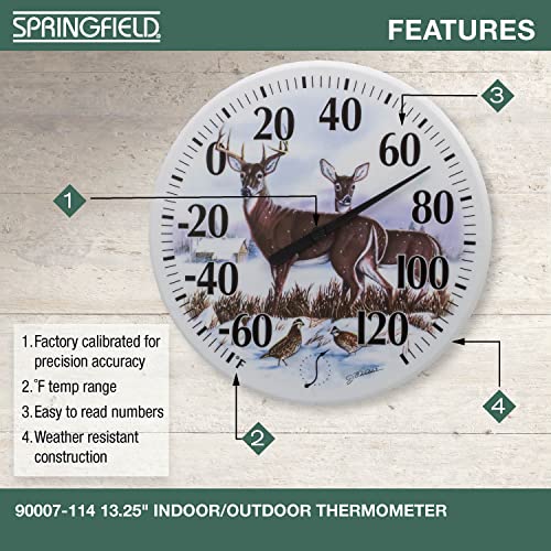 Springfield Indoor Outdoor Thermometer, Wireless Outdoor Thermometer with Large Numbers for Patio, Pool, and Indoor Areas, 13.25-Inch, Winter Deer - Image 2