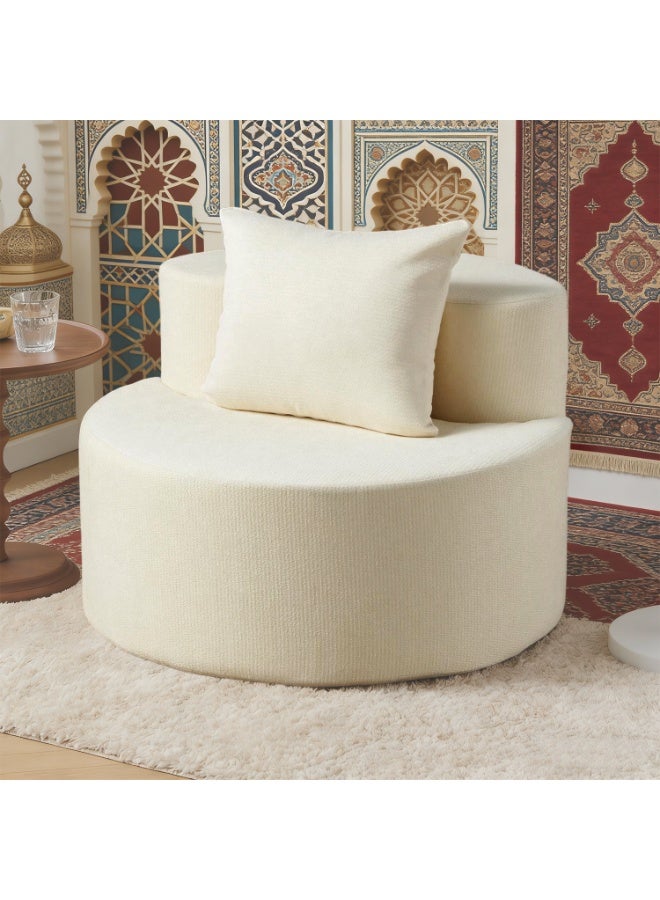 AIMSTYTO Round Chaise Longue Chair Indoor, Modern Upholstered Chenille Deep Seat Circle Single Lounge Floor Sofa Chair for Living Room, Bedroom Apartment - Image 1