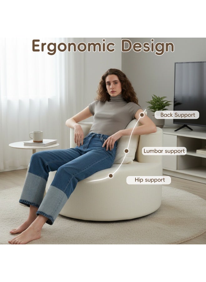 AIMSTYTO Round Chaise Longue Chair Indoor, Modern Upholstered Chenille Deep Seat Circle Single Lounge Floor Sofa Chair for Living Room, Bedroom Apartment - Image 3