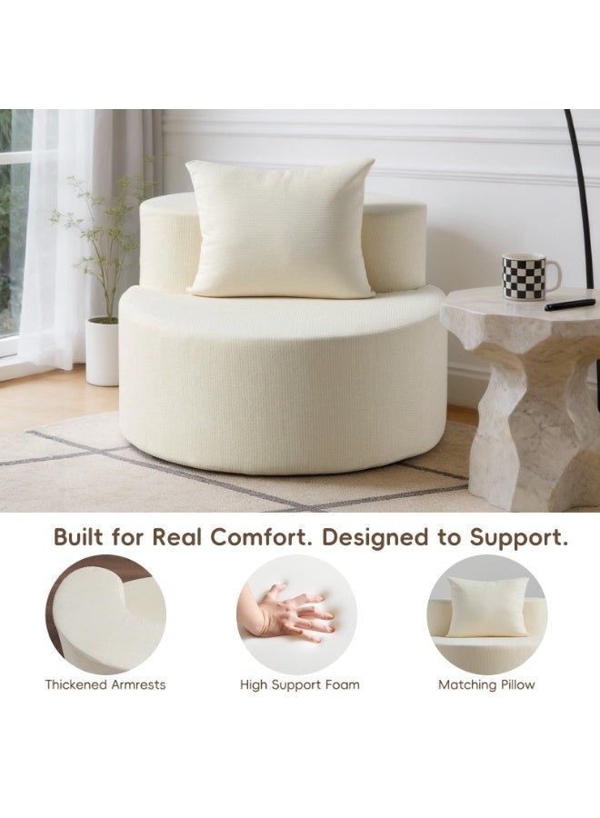 AIMSTYTO Round Chaise Longue Chair Indoor, Modern Upholstered Chenille Deep Seat Circle Single Lounge Floor Sofa Chair for Living Room, Bedroom Apartment - Image 4