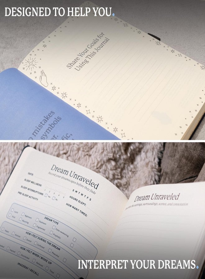 Dingbats* Notebooks دفتر أحلام دينغباتس* - دفتر يوميات أحلام مُوجّه لتسجيل الأحلام والتأمل فيها، بالإضافة إلى الرموز والرؤى - دفتر ملاحظات ذو غلاف مقوى من ورق سميك، مُجلّد بخيوط، مزود بإغلاق مطاطي وحلقة للقلم وجيب - Image 3