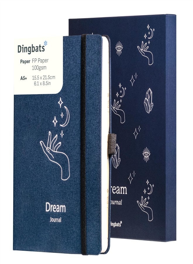 Dingbats* Notebooks دفتر أحلام دينغباتس* - دفتر يوميات أحلام مُوجّه لتسجيل الأحلام والتأمل فيها، بالإضافة إلى الرموز والرؤى - دفتر ملاحظات ذو غلاف مقوى من ورق سميك، مُجلّد بخيوط، مزود بإغلاق مطاطي وحلقة للقلم وجيب - Image 1