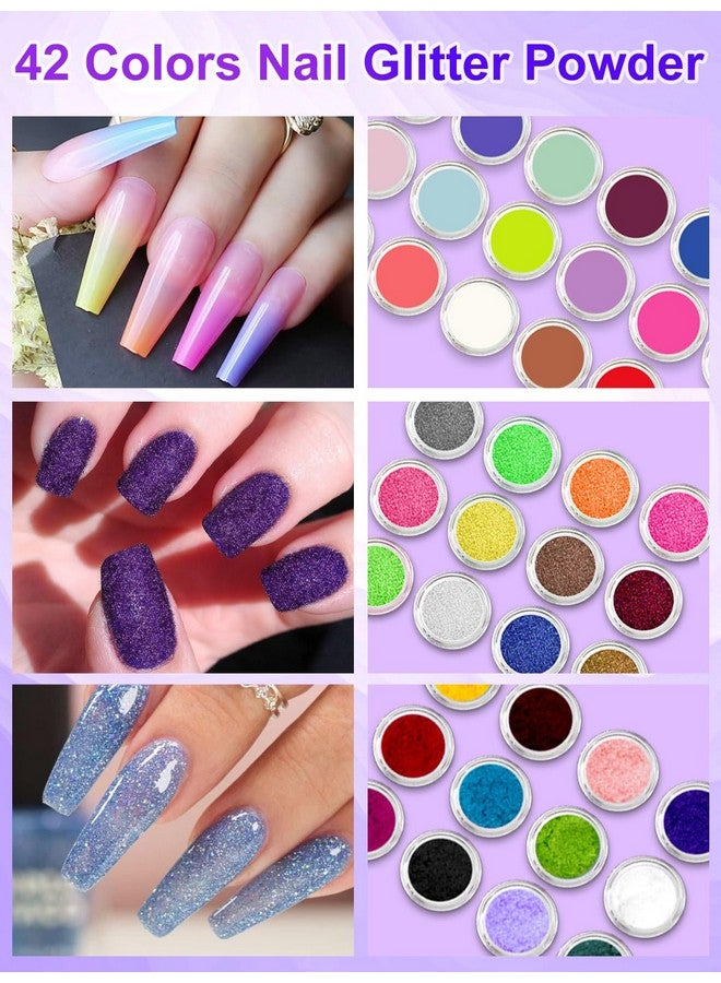 Quaferen Acrylic Nail Kit For Beginners With Everything 42Colors Glitter Acrylic Powder Monomer Liquid Nail Kit Set Professional Acrylic With Everything Drill Uv Light Practice Finger Nail Bag Organizer Case - Image 3