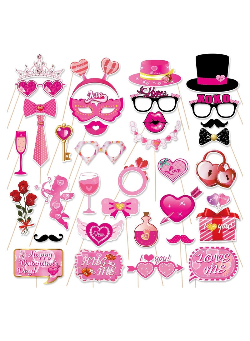 SYOSI 35PCS Valentines Photo Booth Props, Valentines Day Decor Photo Booth Props, Valentines Photo Props, Include Love, Roses, Cupid's Arrow Engagement Party Photo Booth Props Party Favor - Image 1
