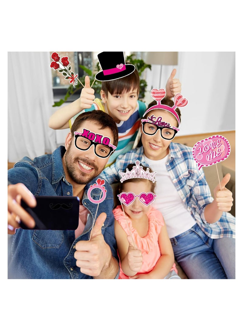SYOSI 35PCS Valentines Photo Booth Props, Valentines Day Decor Photo Booth Props, Valentines Photo Props, Include Love, Roses, Cupid's Arrow Engagement Party Photo Booth Props Party Favor - Image 3