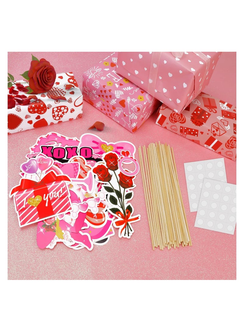 SYOSI 35PCS Valentines Photo Booth Props, Valentines Day Decor Photo Booth Props, Valentines Photo Props, Include Love, Roses, Cupid's Arrow Engagement Party Photo Booth Props Party Favor - Image 4