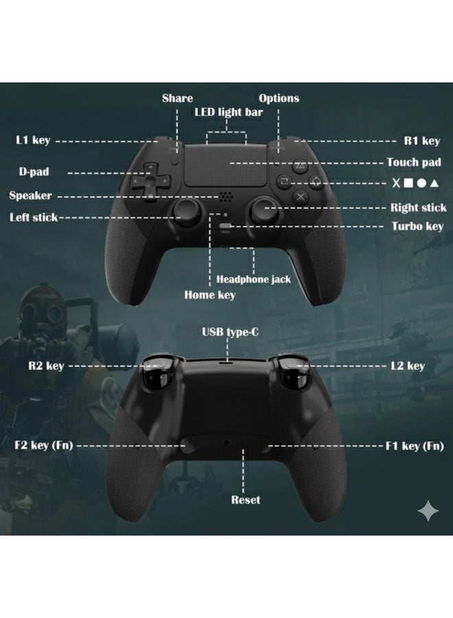 Wireless Game Controller for Wide Compatibility PS4 PS5 Slim Pro Featuring Built-in Speaker Touch Pad Bluetooth Vibration Turbo and 800mAh Battery - Image 4