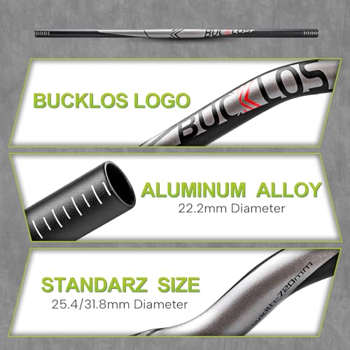 BUCKLOS 25.4/31.8mm Mountain Bike Handlebars Flat/Riser Bar, Aluminum Alloy MTB Handlebar 660/720/780mm, Premium Matter Mount Bikes Bicycle Handle Bar - Image 3