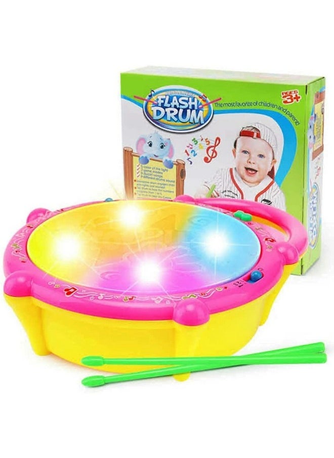 Famous Quality Famous Quality® Colorful 3D Musical Flash Drum with Lights Toys for Kids, Music Baby Toy for 3 Years and up, Multicolour  - Image 1