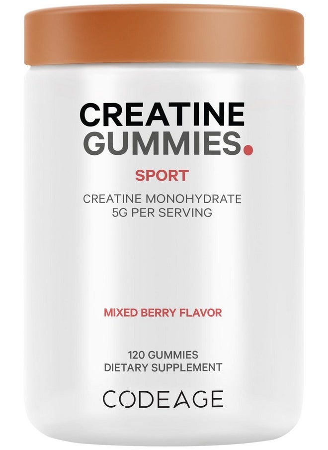 Codeage Codeage Creatine Monohydrate Gummies Supplement - 5000mg Creatine - AstraGin Panax & Astralagus - Sport Gummy - Mixed Berry Flavor - Kettlebell Shape Vitamins - Vegan - Non-GMO - 120 Gummies  - Image 1