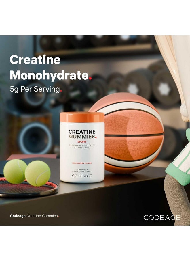 Codeage Codeage Creatine Monohydrate Gummies Supplement - 5000mg Creatine - AstraGin Panax & Astralagus - Sport Gummy - Mixed Berry Flavor - Kettlebell Shape Vitamins - Vegan - Non-GMO - 120 Gummies  - Image 3