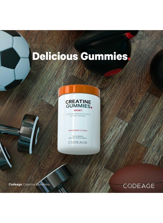 Codeage Codeage Creatine Monohydrate Gummies Supplement - 5000mg Creatine - AstraGin Panax & Astralagus - Sport Gummy - Mixed Berry Flavor - Kettlebell Shape Vitamins - Vegan - Non-GMO - 120 Gummies  - Image 5
