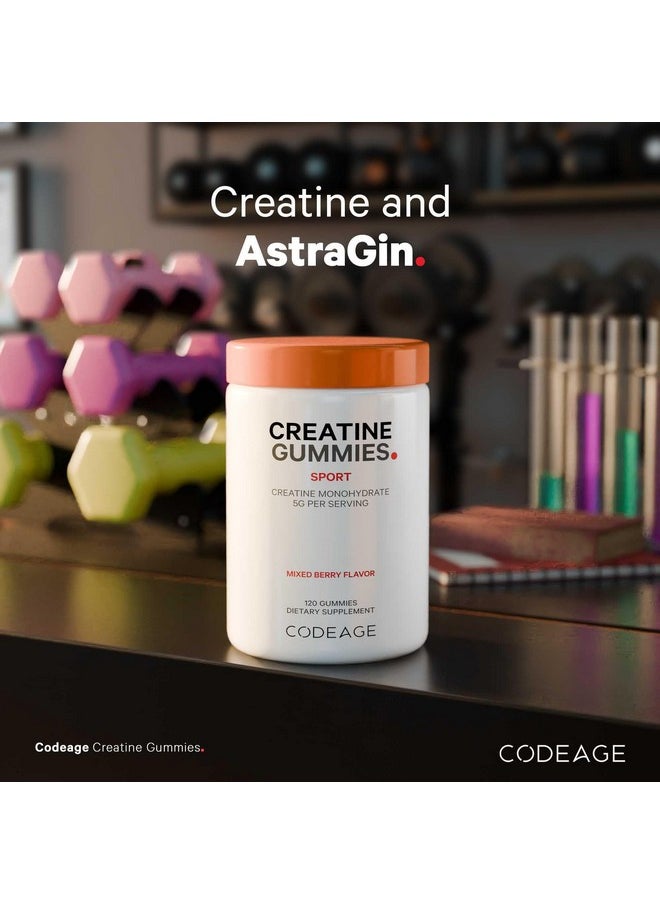 Codeage Codeage Creatine Monohydrate Gummies Supplement - 5000mg Creatine - AstraGin Panax & Astralagus - Sport Gummy - Mixed Berry Flavor - Kettlebell Shape Vitamins - Vegan - Non-GMO - 120 Gummies  - Image 4