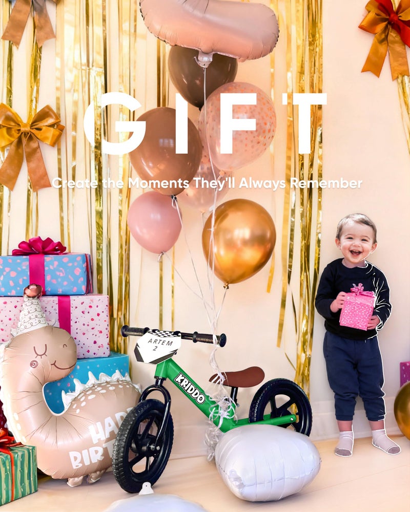 KRIDDO Toddler Balance Bike 2 Year Old, Age 18 Months to 5 Years Old, 12 Inch Push Bicycle with Customize Plate (3 Sets of Stickers Included), Gift Bike for 2-3 Boys Girls, Green - Image 5
