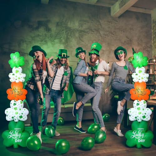 Fourluoo 2 Pcs 53ft St Patricks Day Inflatable Shamrock Outdoor Yard Decoration Blow up Shamrock Yard Decor with LED Lights Lucky Cheerful Green Clover for Irish Party Indoor Garden Lawn Porch Decor - Image 3