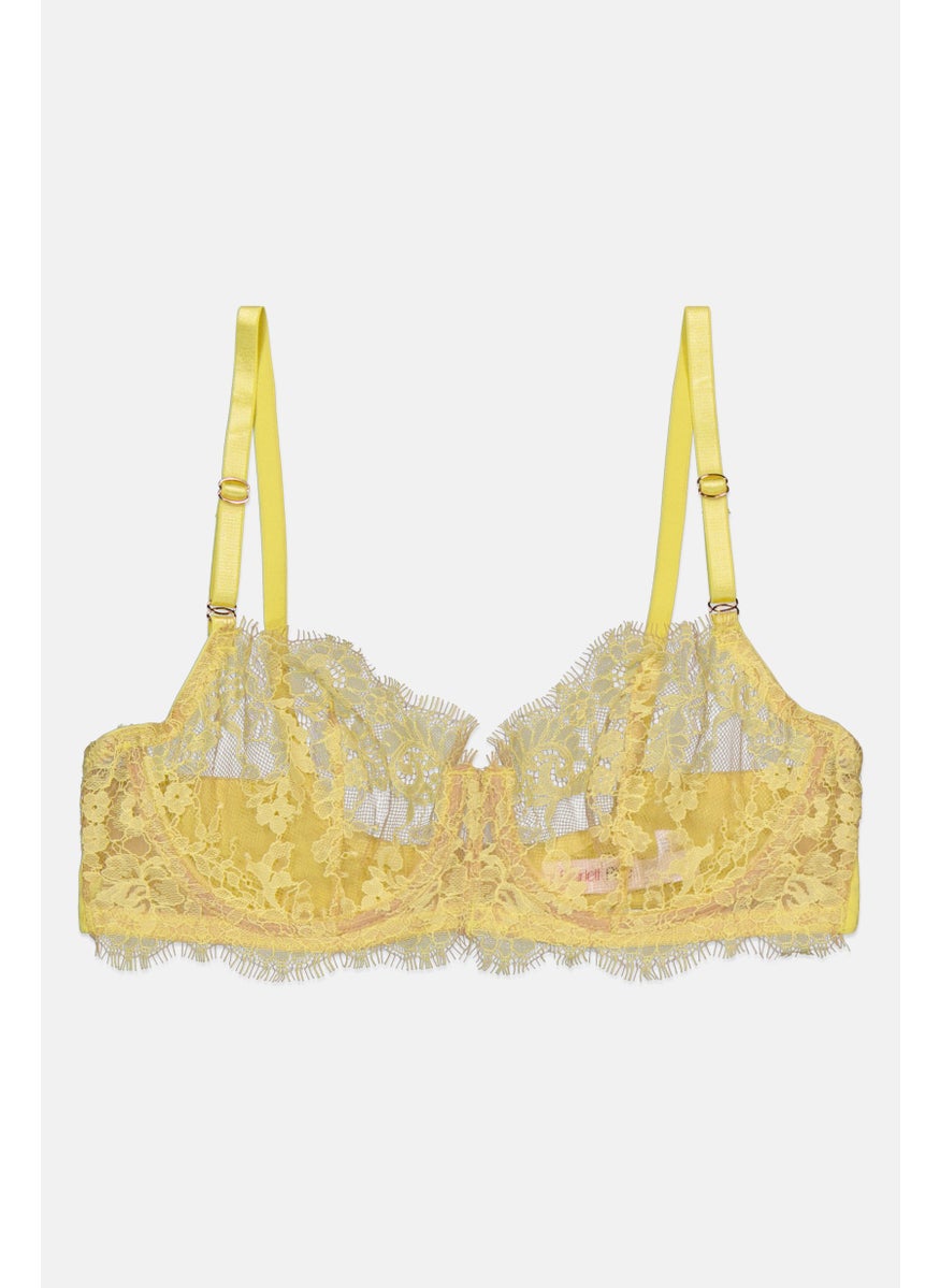 Skarlett Blue Women Textured Non Padded Wired Bra, Yellow  - Image 1