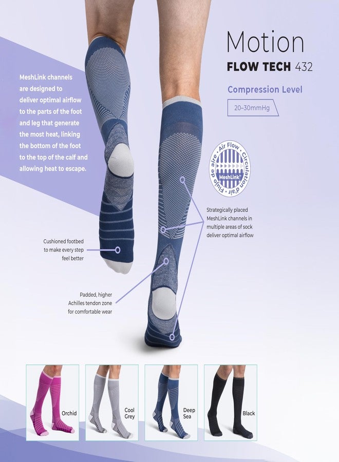 sigvaris Unisex Motion Flow Tech Compression Socks 20-30mmHg - for Men & Women - Graduated Stockings for Varicose Veins, Edema, Athletes, Pregnancy, Travel, Nurses, Runners & DVT - Black - Large Long - Image 2