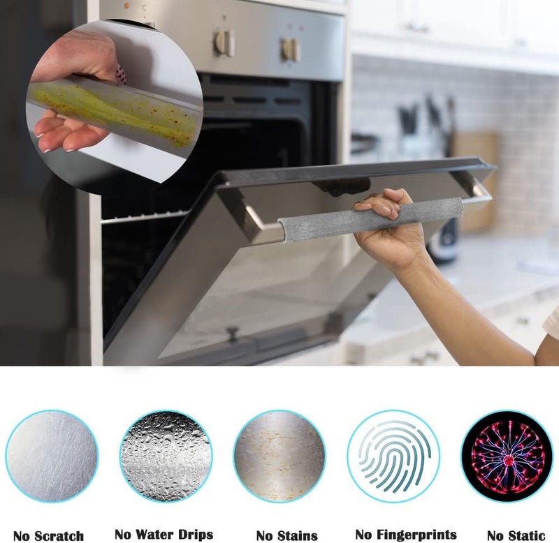 lyfLux 5Pcs Refrigerator Door Handle Covers, Washable Kitchen Appliance Decor Handles Fridge Oven Microwave Dishwasher Antiskid Protector Keep Off Liquid Stain Dirty Fingerprints (Gray) - Image 3