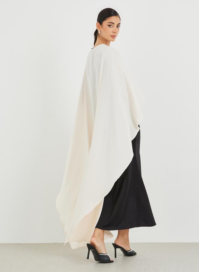 ستايلي فستان ماكسي بأكمام كاب مكشكشة بتصميم كتل الألوان - Image 5