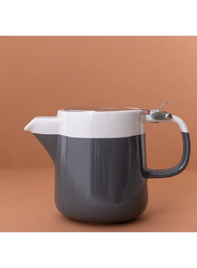 La Cafetiere Barcelona Modern Design Ceramic Tea Pot Grey and White 420 ml LCBARTPOT2GRY