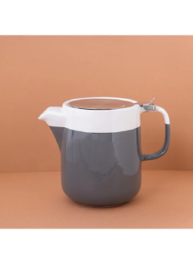 La Cafetiere Barcelona Modern Design Ceramic Tea Pot Grey and White 420 ml LCBARTPOT2GRY