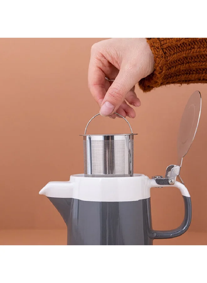 La Cafetiere Barcelona Modern Design Ceramic Tea Pot Grey and White 420 ml LCBARTPOT2GRY