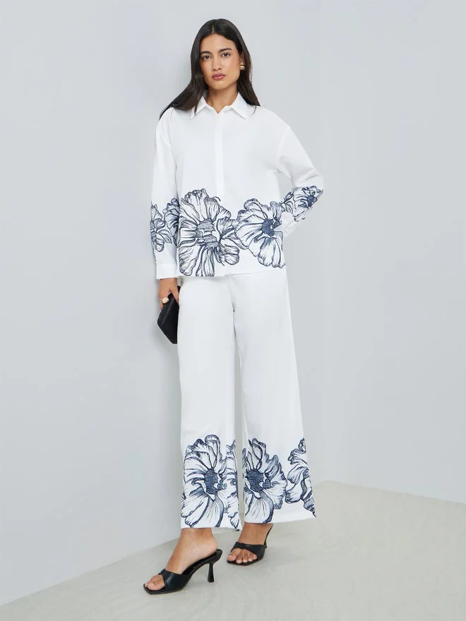 Styli Styli Off-White Floral Print Long Sleeve Shirt