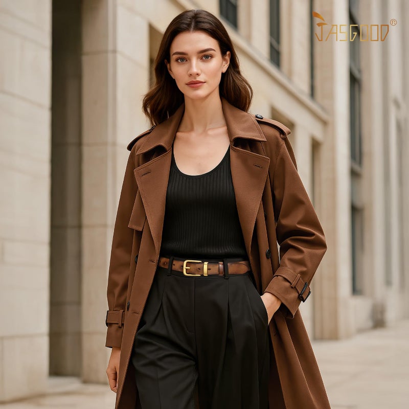 JASGOOD Women Belt Genuine leather Belt with Gold Buckle,Ladies Full Grain Leather Belt for Jeans Pants,Brown - Image 4
