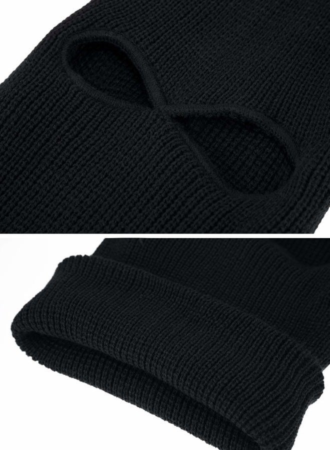 WILLBOND 2 Pieces Knitted Full Face Cover 2-Hole Winter Ski Balaclava Face Covering for Adult Supplies (Black, White) - Image 3